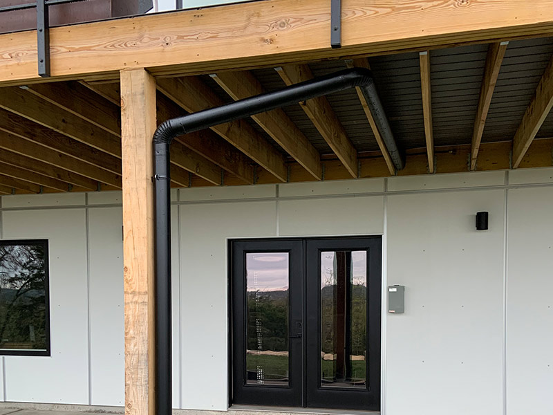 rain drain pipe going down deck post golena mo